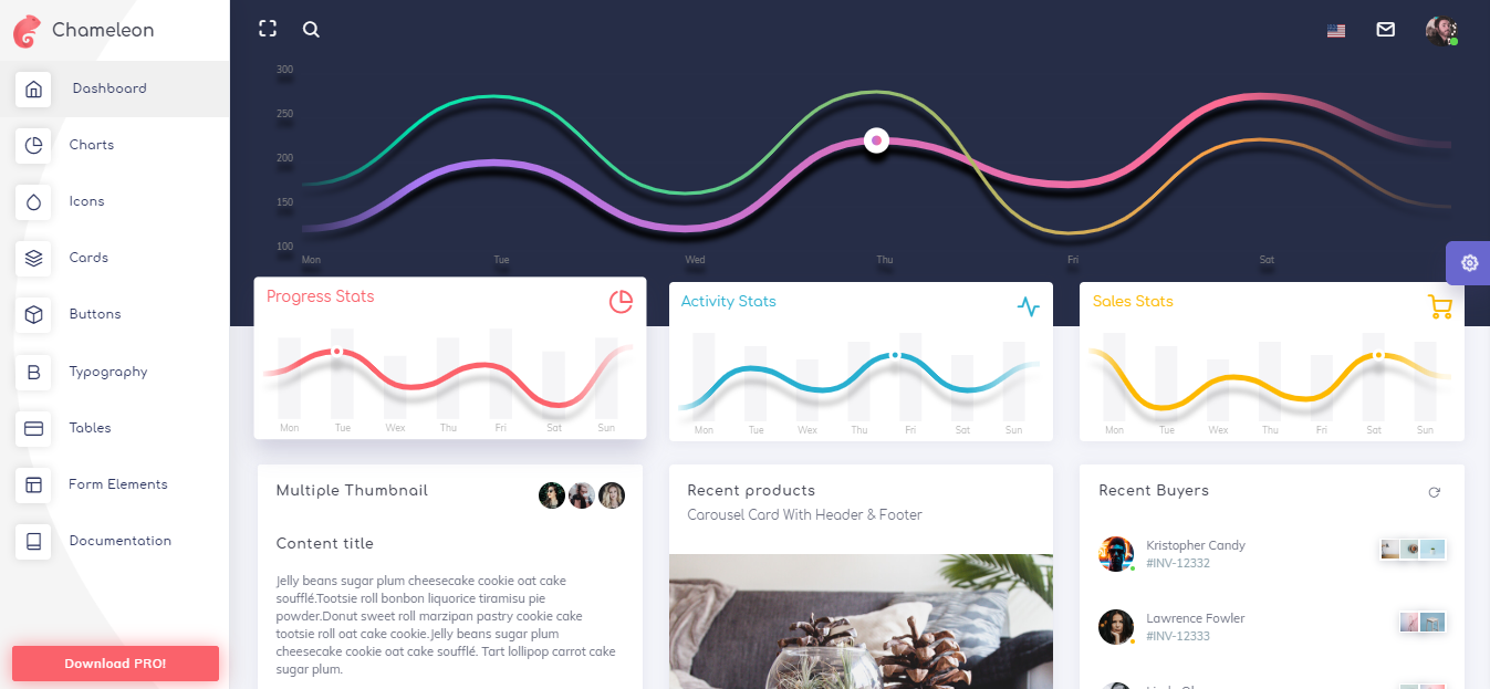 Free Admin Templates For Web Applications - Chameleon Lite