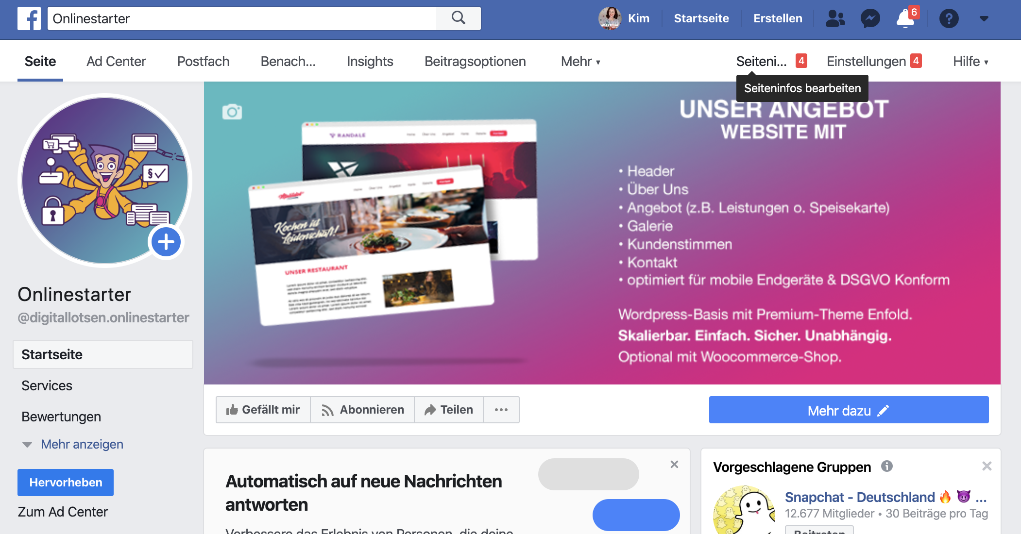 Facebookseite erstellen und nutzen 👍 Unsere Anleitung mit Bonus: 15 bewährte Tipps für mehr Fans 11 Facebookseite erstellen - Seiteninfos bearbeiten