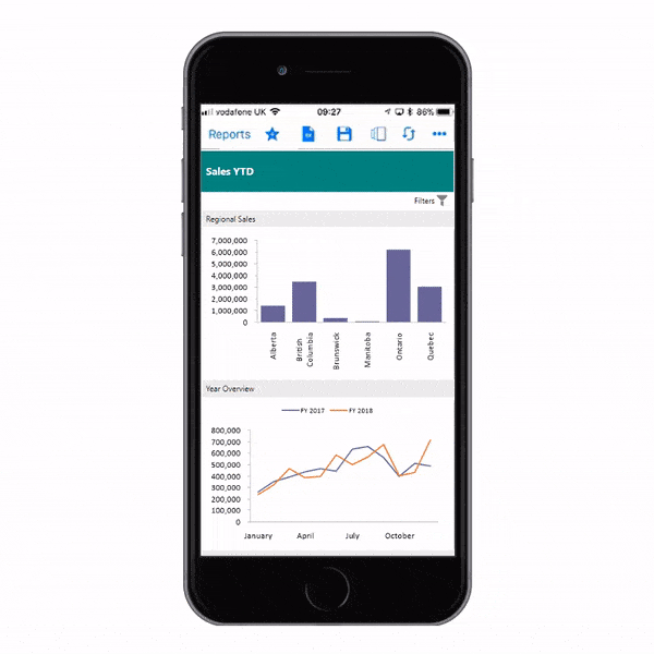 XLCubed interactive mobile dashboard reporting
