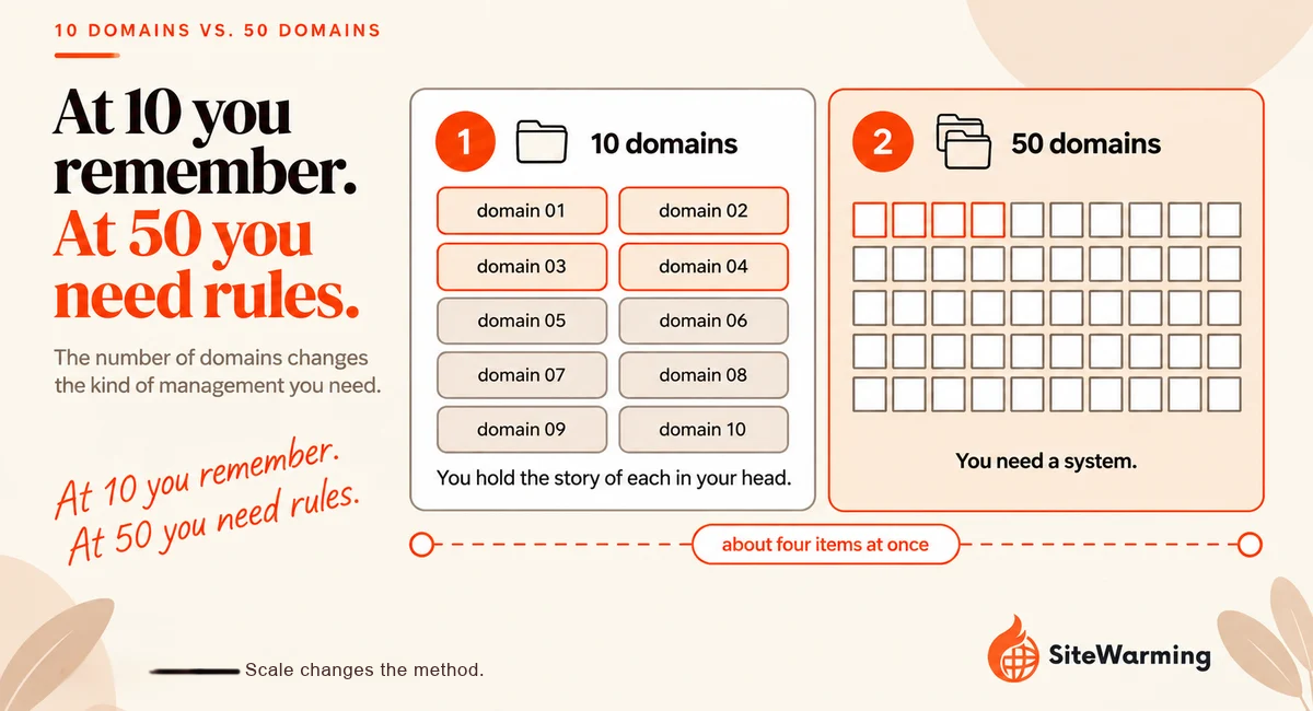 Managing 10 vs. 50 Domains