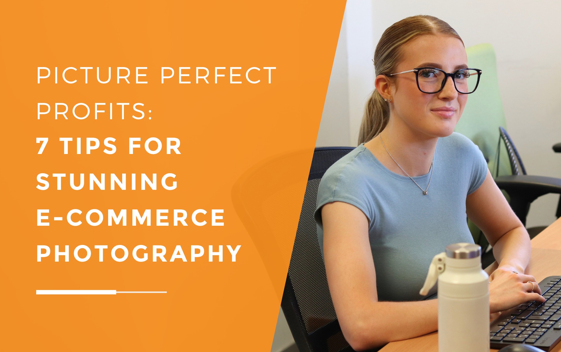 Ellie from JDR sat at her desk ready to work on creating stunning product photography for online sales.