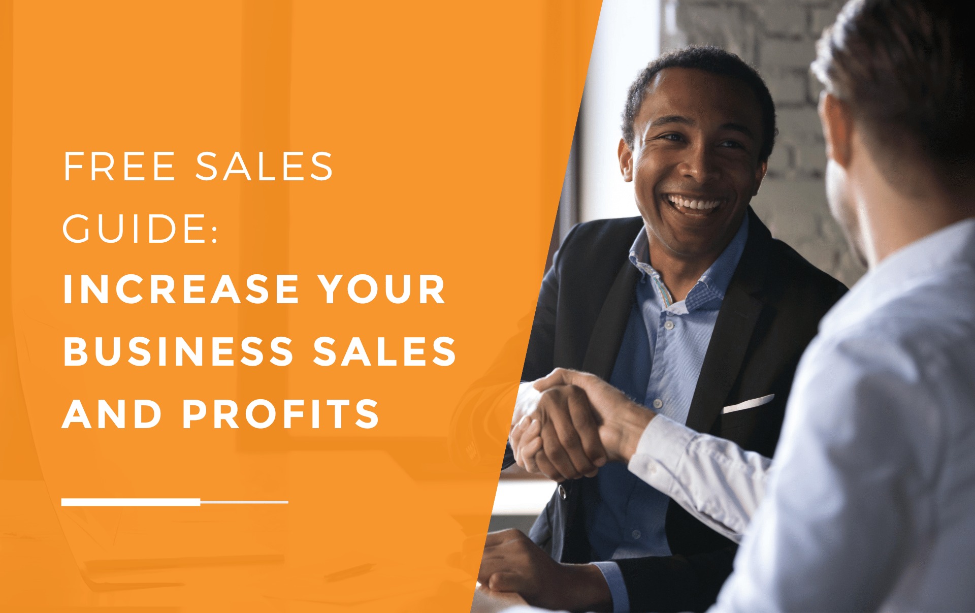 Two men shaking hands after having increased their sales and profits, due to reading the JDR Sales Guide