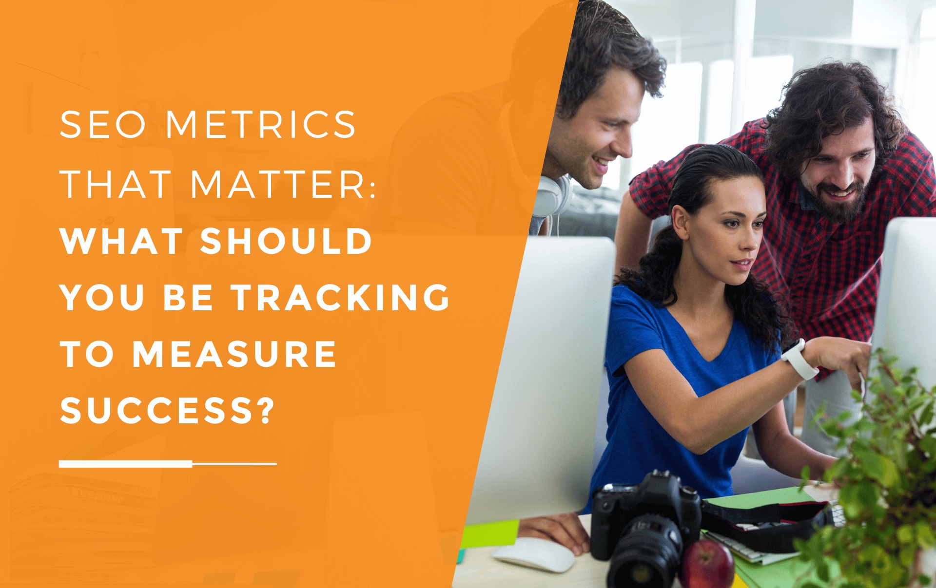Three business owners track SEO using relevant tools to measure success.