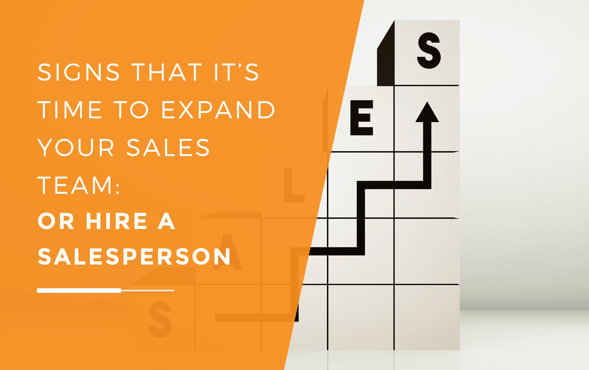 A graphic of SALES going up a stairs with an arrow.