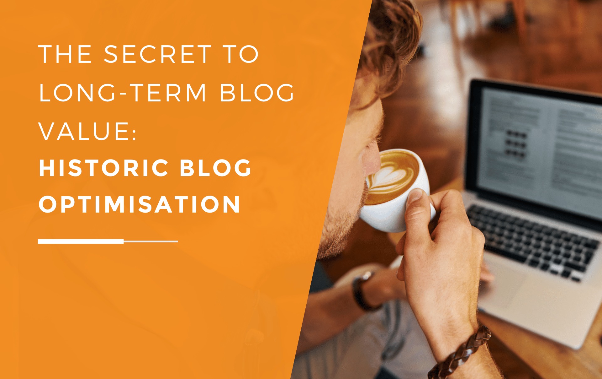 A man sipping his coffee as he refines the titles on his website with expert historic blog optimisation techniques.