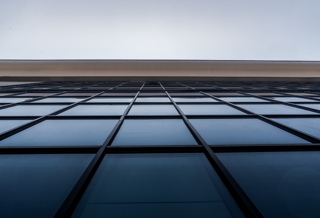A curtain walling system is used on a building to improve its aesthetic appeal.