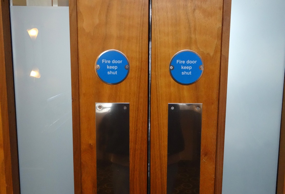 Fire doors that were installed using fire door foam.
