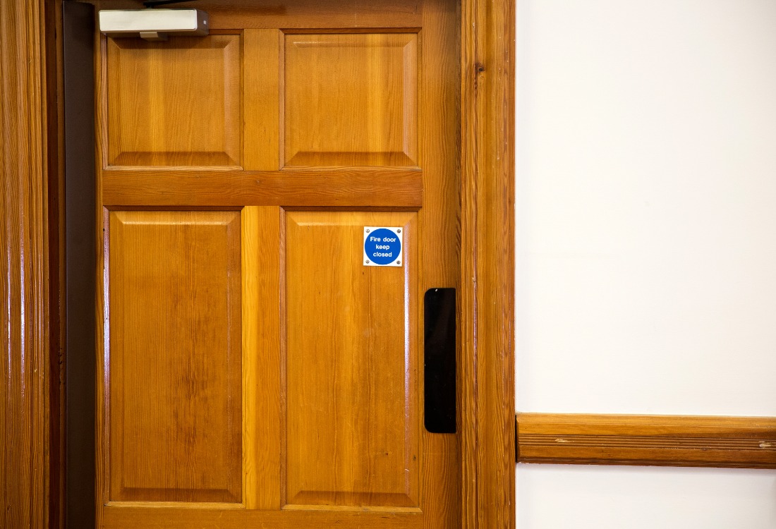 A fire door that was installed carefully to avoid any mistakes