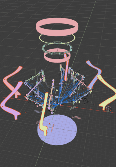 CELL Geo pod 3D model animation, exploded view in pink and yellow