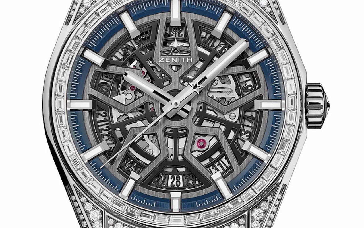 Zenith horloges: Zenith DEFY El Primero 21 High Jewelry - blauw met diamanten inleg