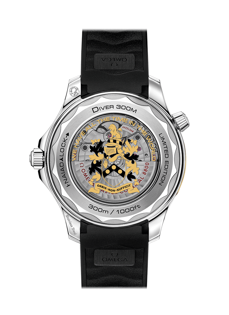 Omega horloge: James Bond 007 Omega Seamaster 300M Diver - achterkant horloge