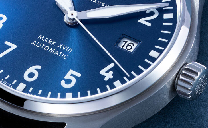 IWC horloge Mark XVIII - 40 mm stalen band, donkerblauwe wijzerplaat