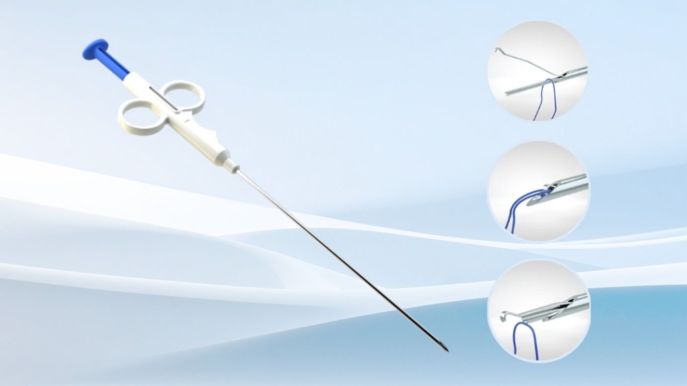 a surgeon using a suture passer device