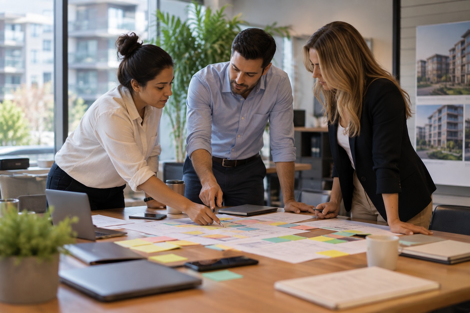 Property management team mapping repetitive workflows for automation