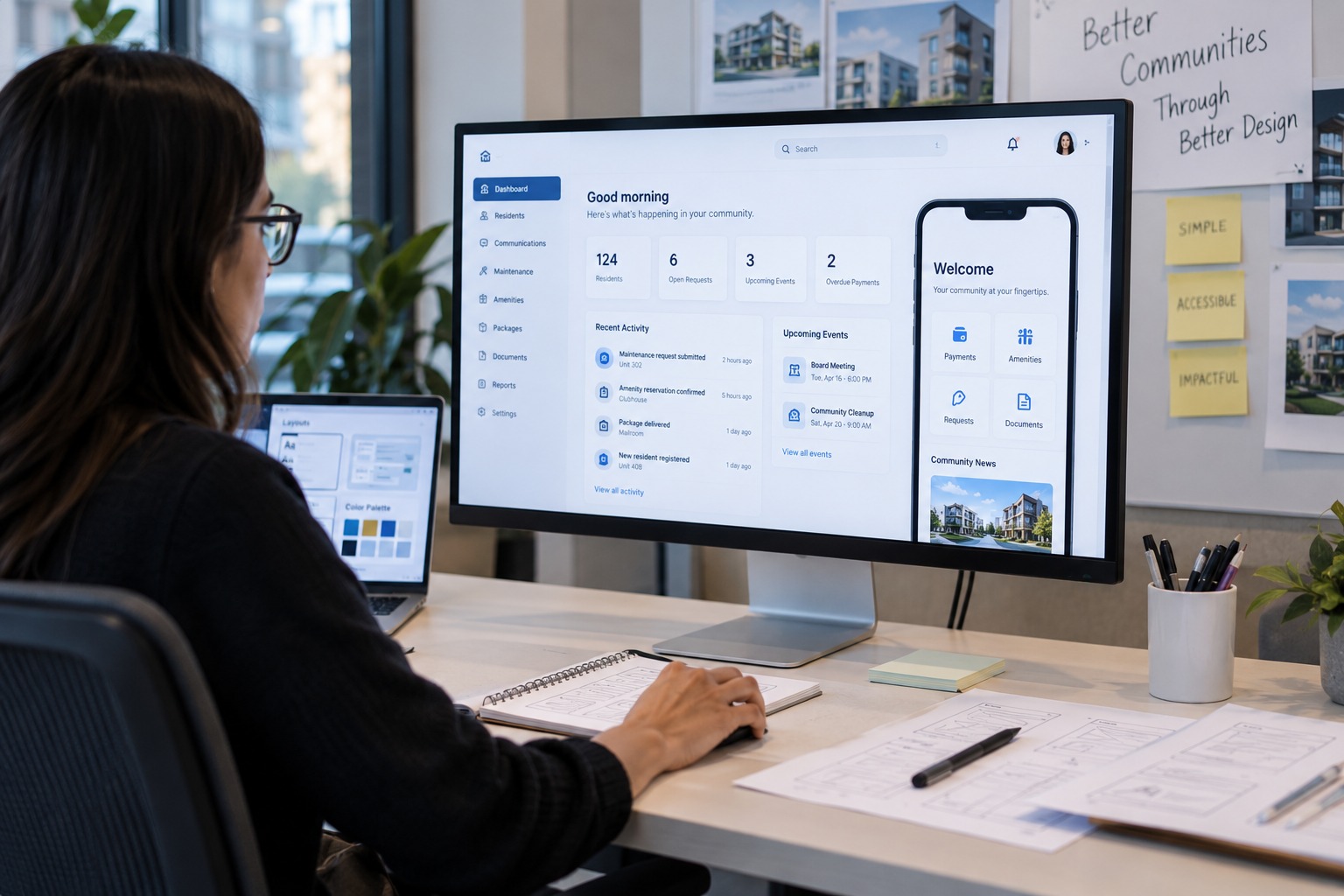 UX designer creating a user-friendly property management software interface
