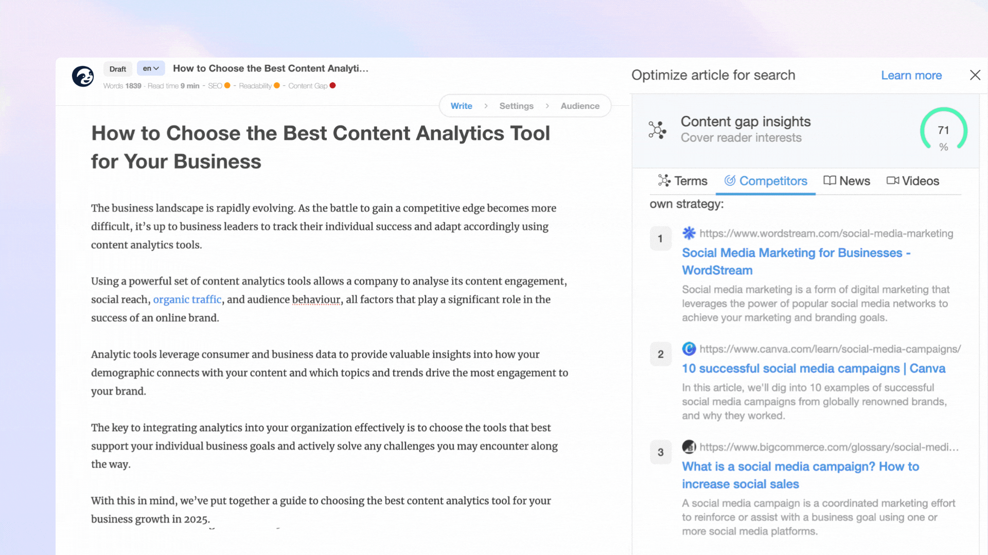 Competitor content gap analysis